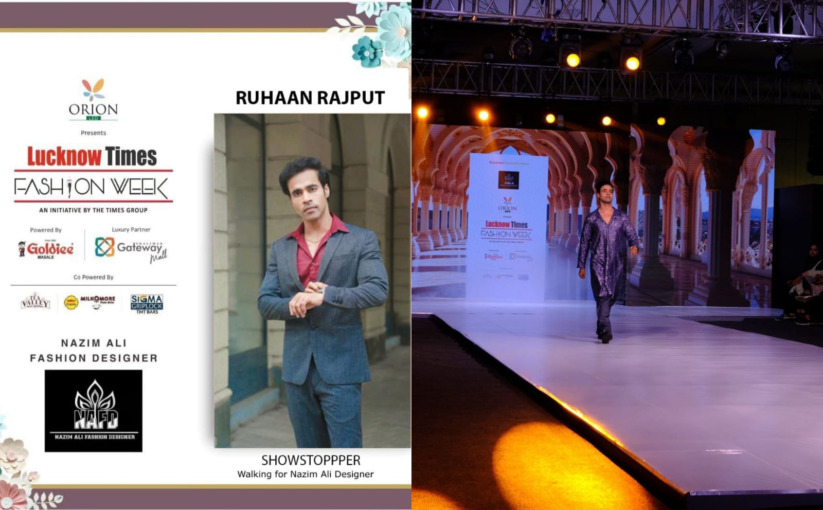 Ruhaan Rajput Stuns as Showstopper for Designer Nazim Ali at Lucknow Times Fashion Week 2023